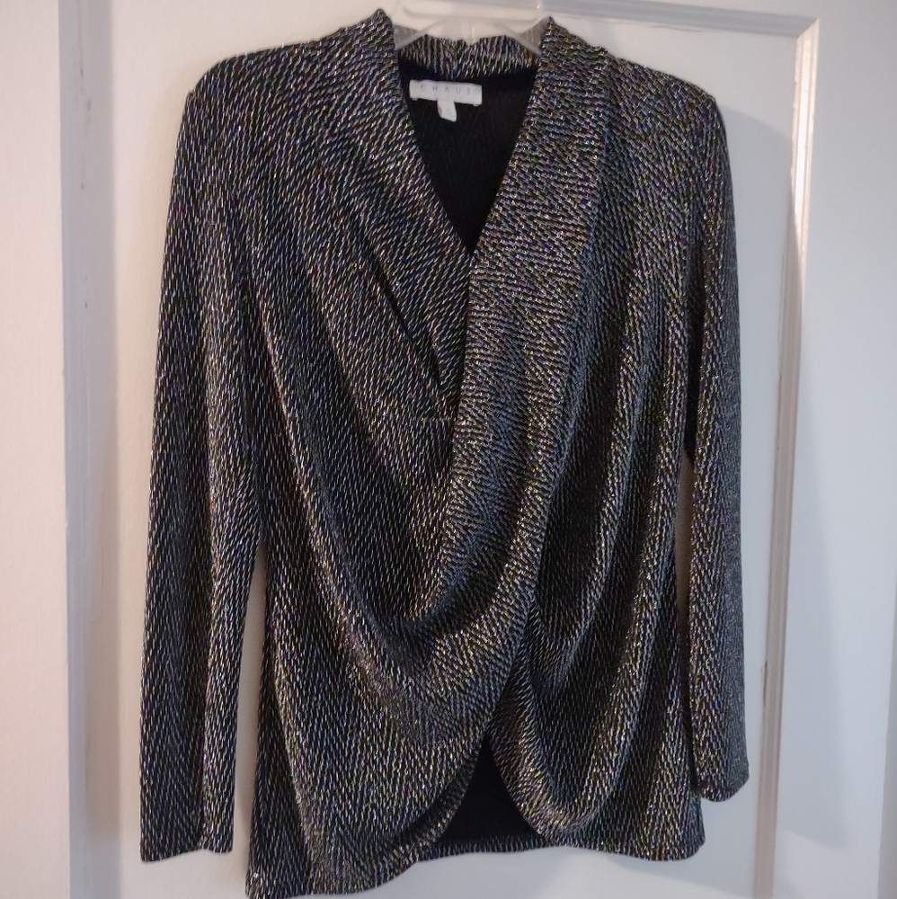 Chaus size small sparkling wrap style top